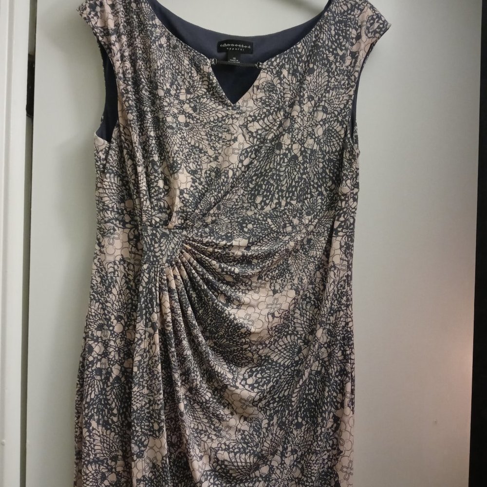 Pink Grey side gathered sleeveless dress